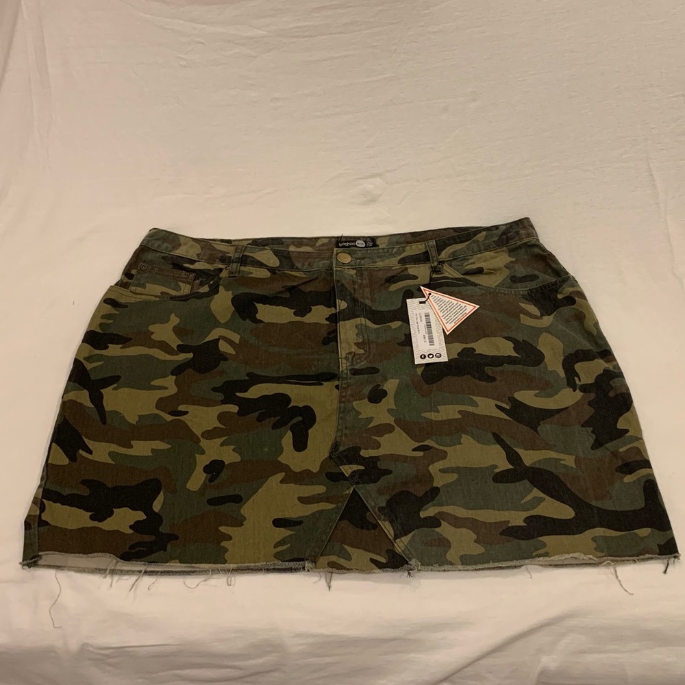 Plus size camo denim skirt